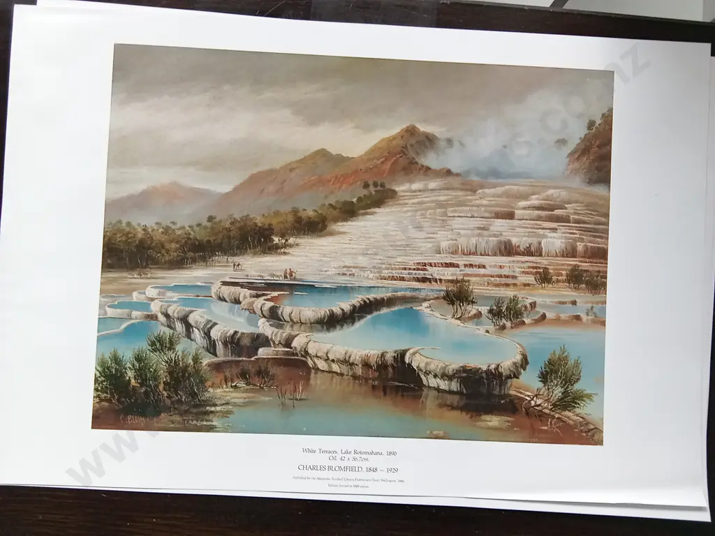 3 VINTAGE PRINTS BY CHARLES BLOMFIELD, THE PINK AND WHITE TERRACES, PUBLISHED 1986 Image 1++
