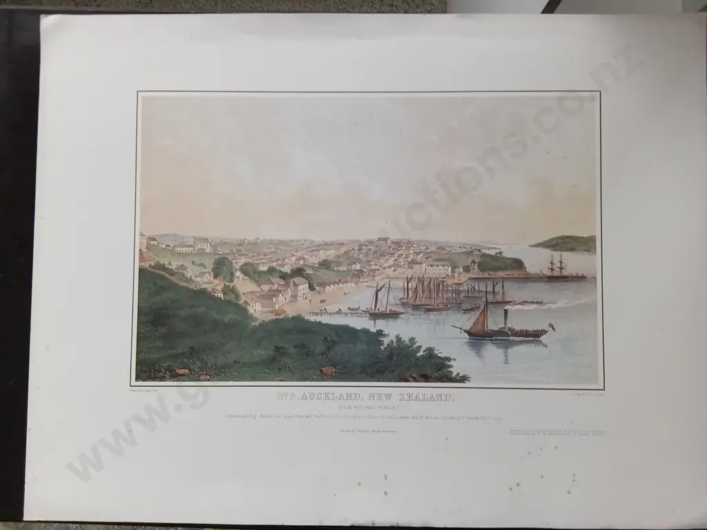 4 ANTIQUE PRINTS OF AUCKLAND IN COLOUR BY P.J. HOGAN 1852 Image 1++