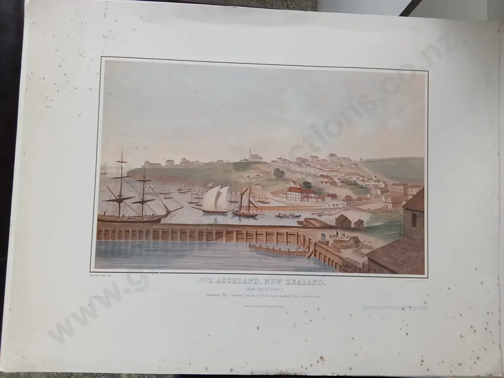 4 ANTIQUE PRINTS OF AUCKLAND IN COLOUR BY P.J. HOGAN 1852 Image 1++