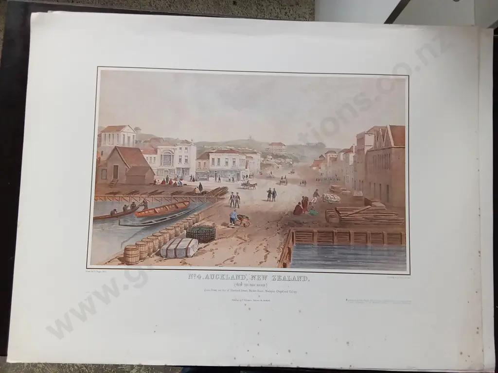 4 ANTIQUE PRINTS OF AUCKLAND IN COLOUR BY P.J. HOGAN 1852 Image 1++