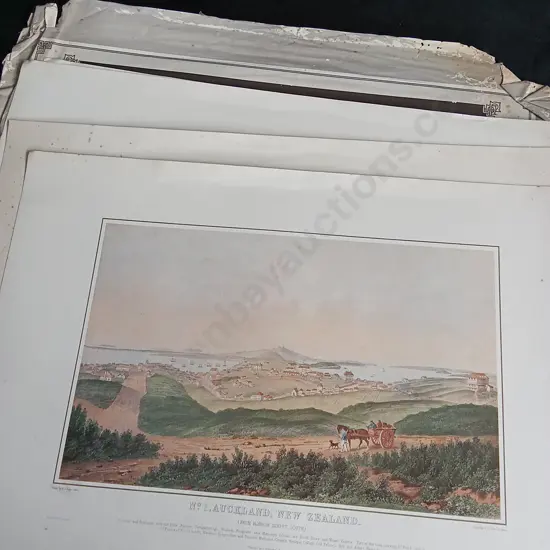 4 ANTIQUE PRINTS OF AUCKLAND IN COLOUR BY P.J. HOGAN 1852
