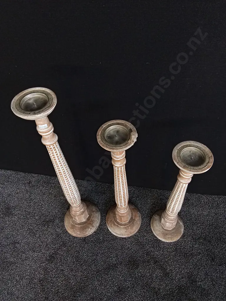 3 PIECES LARGE CANDLE HOLDERS TALLEST H 82CM Image 1++