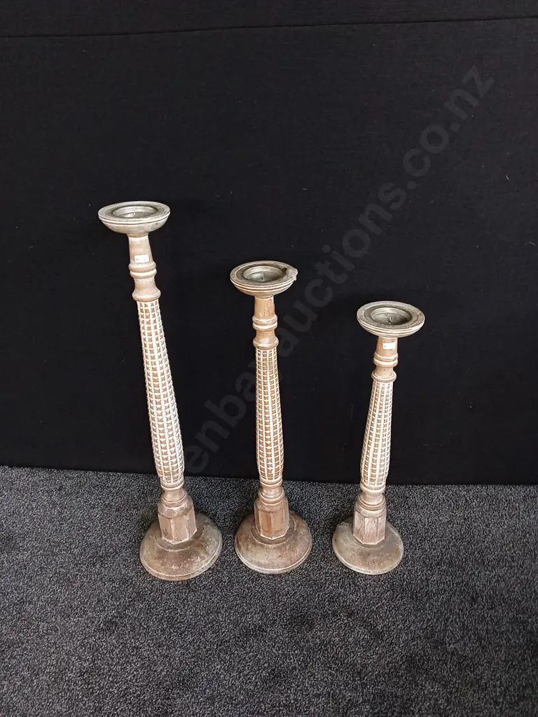 3 PIECES LARGE CANDLE HOLDERS TALLEST H 82CM Image 1++