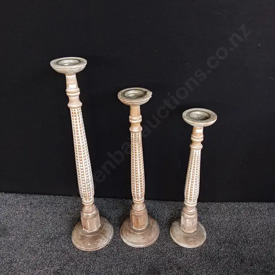 3 PIECES LARGE CANDLE HOLDERS TALLEST H 82CM