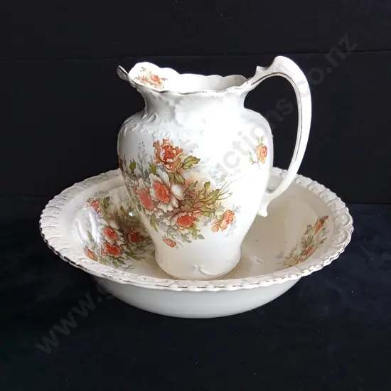 VINTAGE PORCELAIN WATER PITCHER AND BASIN SET