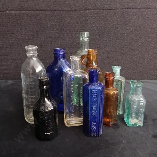 10 PIECES MIX OF VINTAGE GLASS BOTTLES