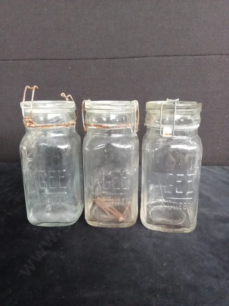 10 AGEE QUEEN CLEAR GLASS JARS Image 1++