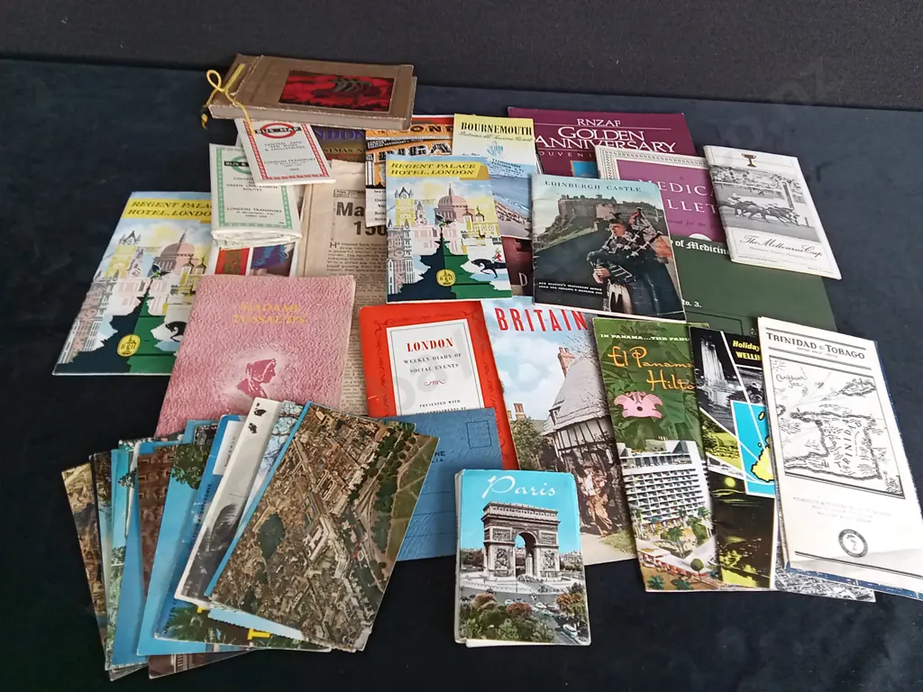 COLLECTION OF VINTAGE TRAVEL BROCHURES BOOKS AND POSTCARDS Image 1++