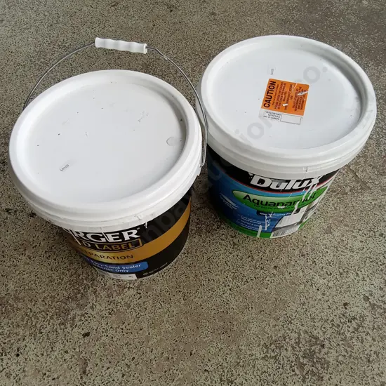 2 BUCKETS OF PAINT ONE FULL, ONE APPROX HALF FULL