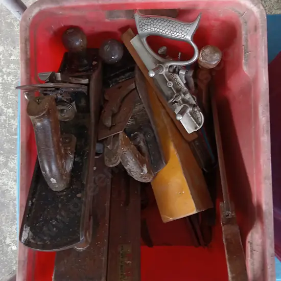 BOX OF WOODWORKING TOOLS