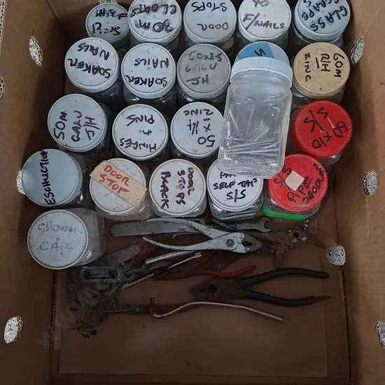 BOX OF HARDWARE TOOLS