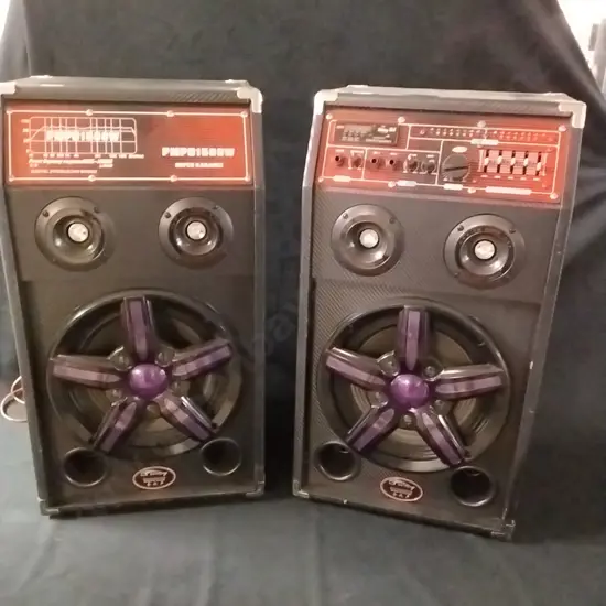 PAIR OF PMP01500W KARAOKE SPEAKERS - POWERS ON AND UNTESTED