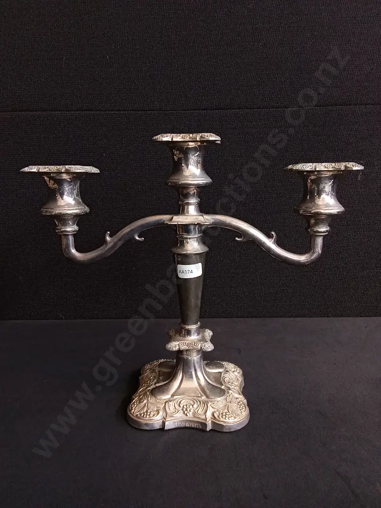 SILVER PLATED THREE ARMED CANDELABRA Image 1++