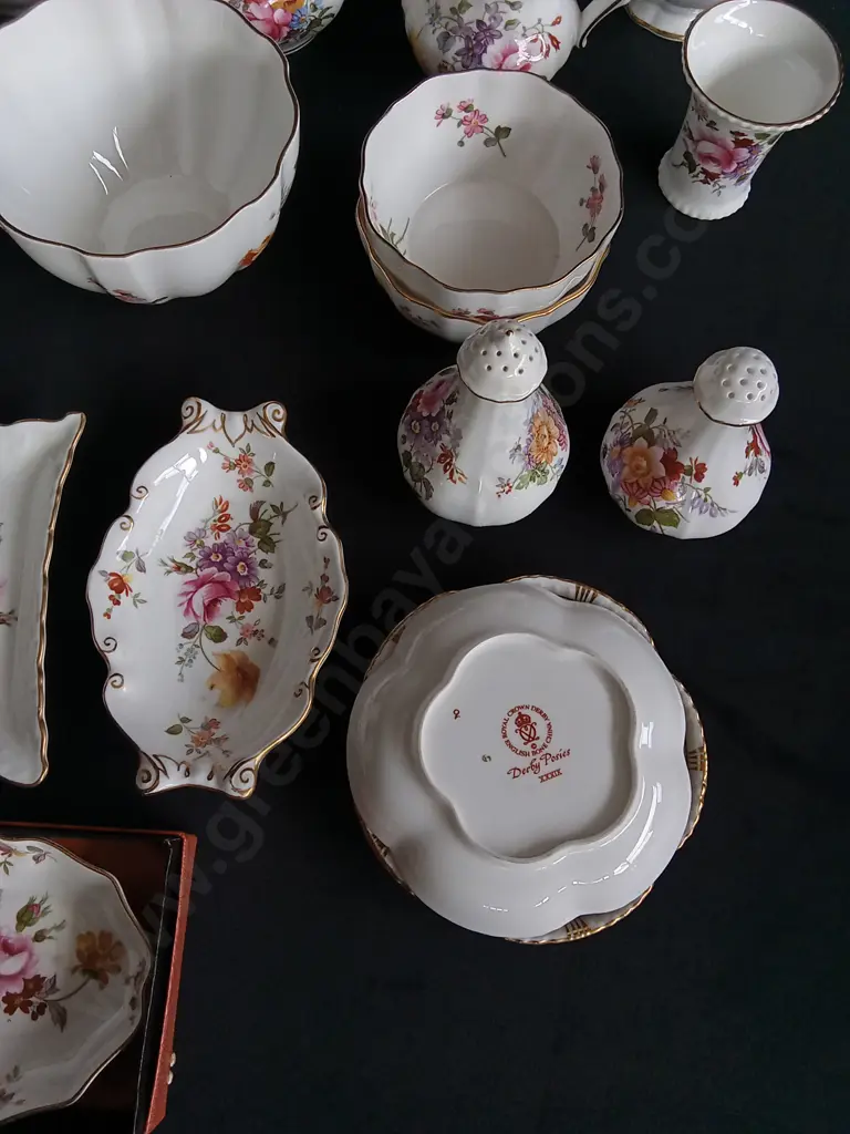 54 PIECE ROYAL CROWN DERBY BONE CHINA DERBY POSIES SET Image 1++