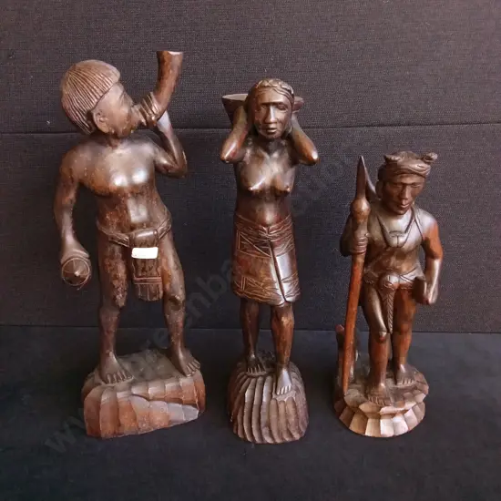 TRIO OF WOODEN CARVED TRIBAL FIGURES