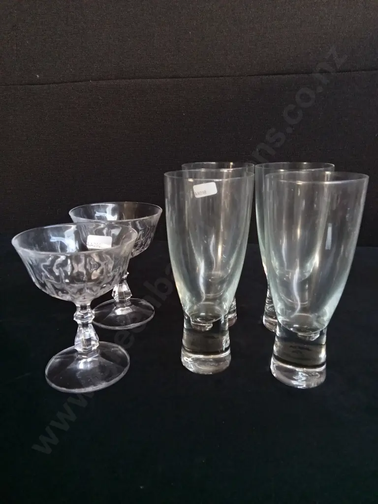 6 PIECES MIX OF GLASSES, PAIR OF CHAMPAGNE COUPES AND SET OF 4 GLASSES Image 1++