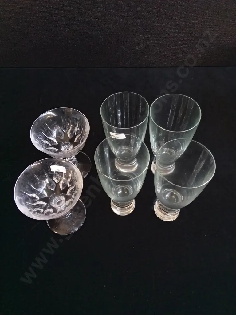 6 PIECES MIX OF GLASSES, PAIR OF CHAMPAGNE COUPES AND SET OF 4 GLASSES Image 1++