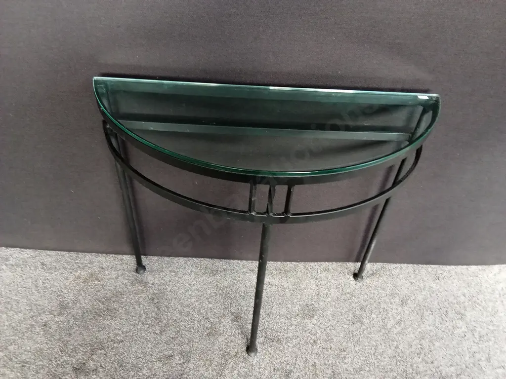 GLASS TOP HALF CIRCLE TABLE H80CM L90CM Image 1++