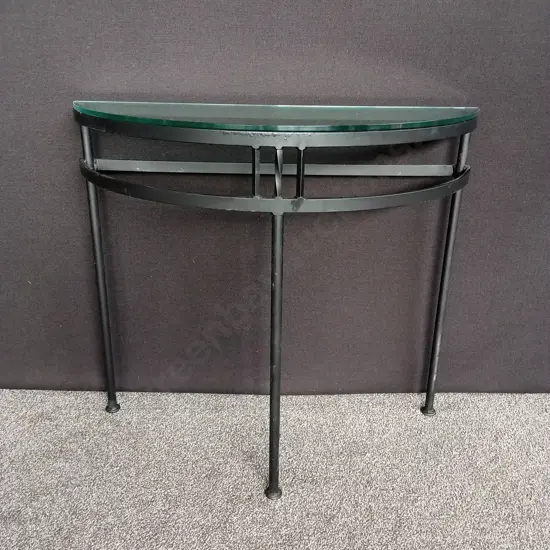 GLASS TOP HALF CIRCLE TABLE H80CM L90CM
