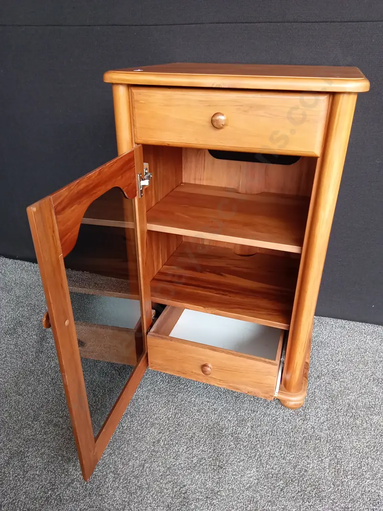 RIMU TV AND HI-FI CABINET WITH GLASS DOOR L62CM D51CM H95CM Image 1++