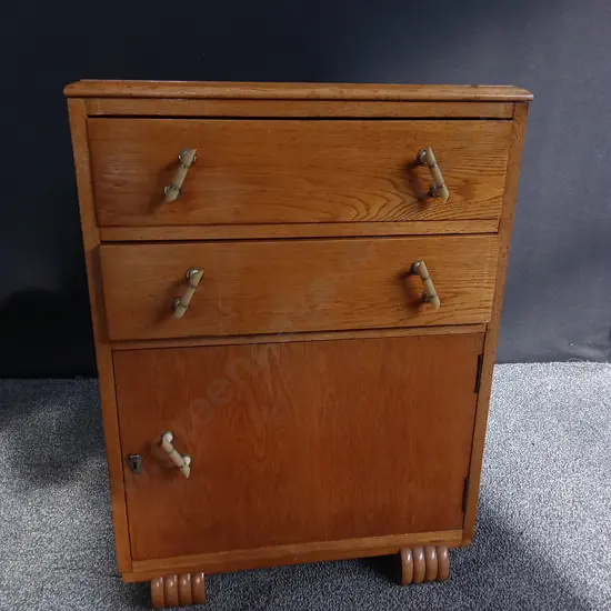 VINTAGE LIGHT OAK CHEST OF DRAWERS H 85CM X W 61CM X H 34CM