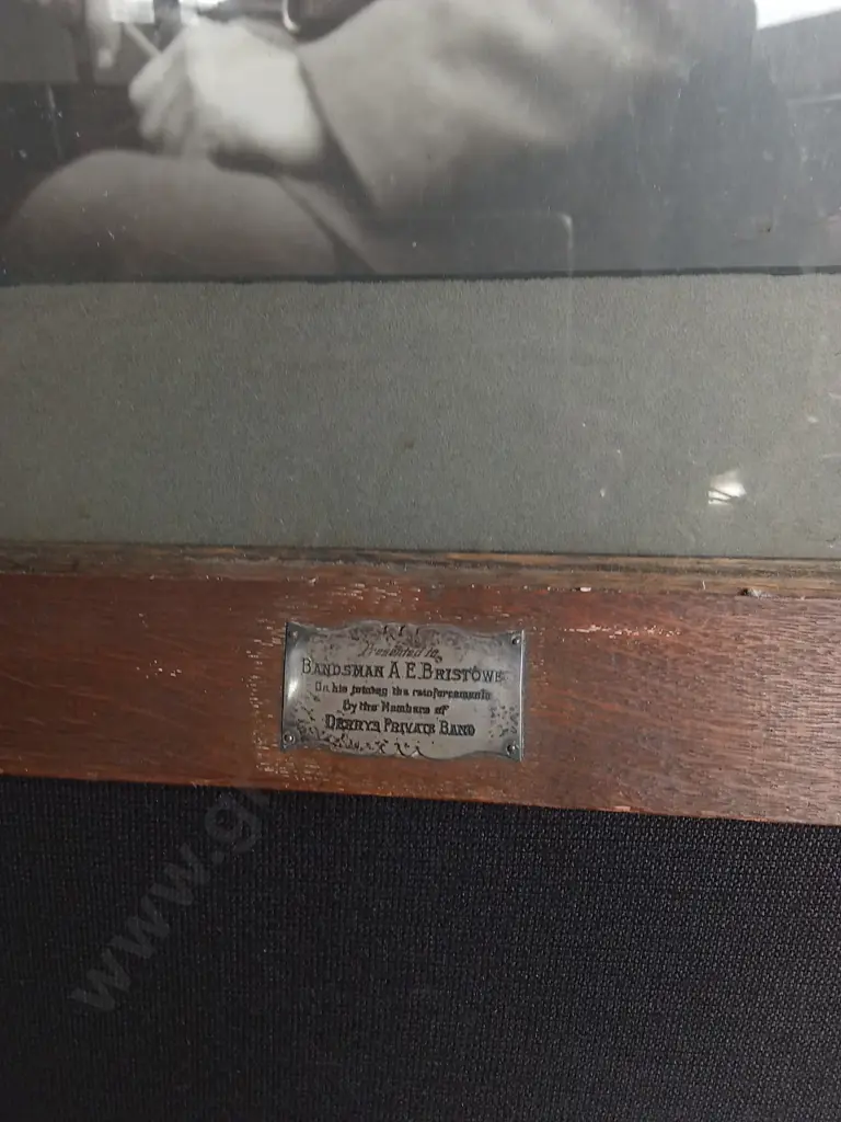 FRAMED PHOTOGRAPH AND ARTWORK OF BANDSMAN A. E. BRISTOWE Image 1++