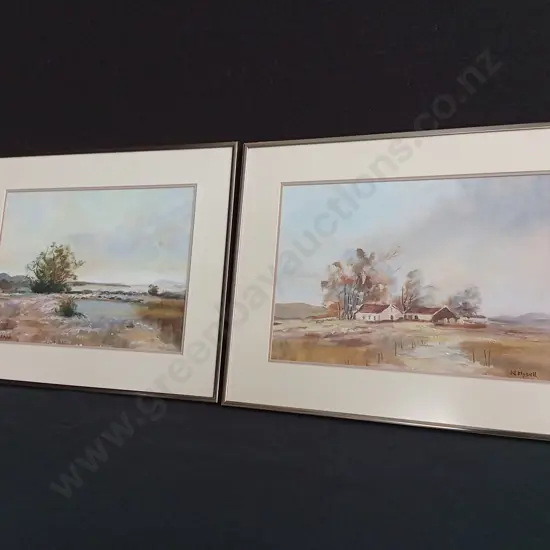 PAIR OF FRAMED LANDSCAPE PAINTINGS SIGNED N. MYSELL