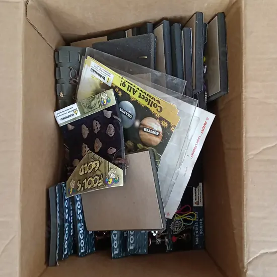 BOX OF STOCK FOR GUMBALL/TOY VENDING MACHINE, COSTUME JEWELLERY