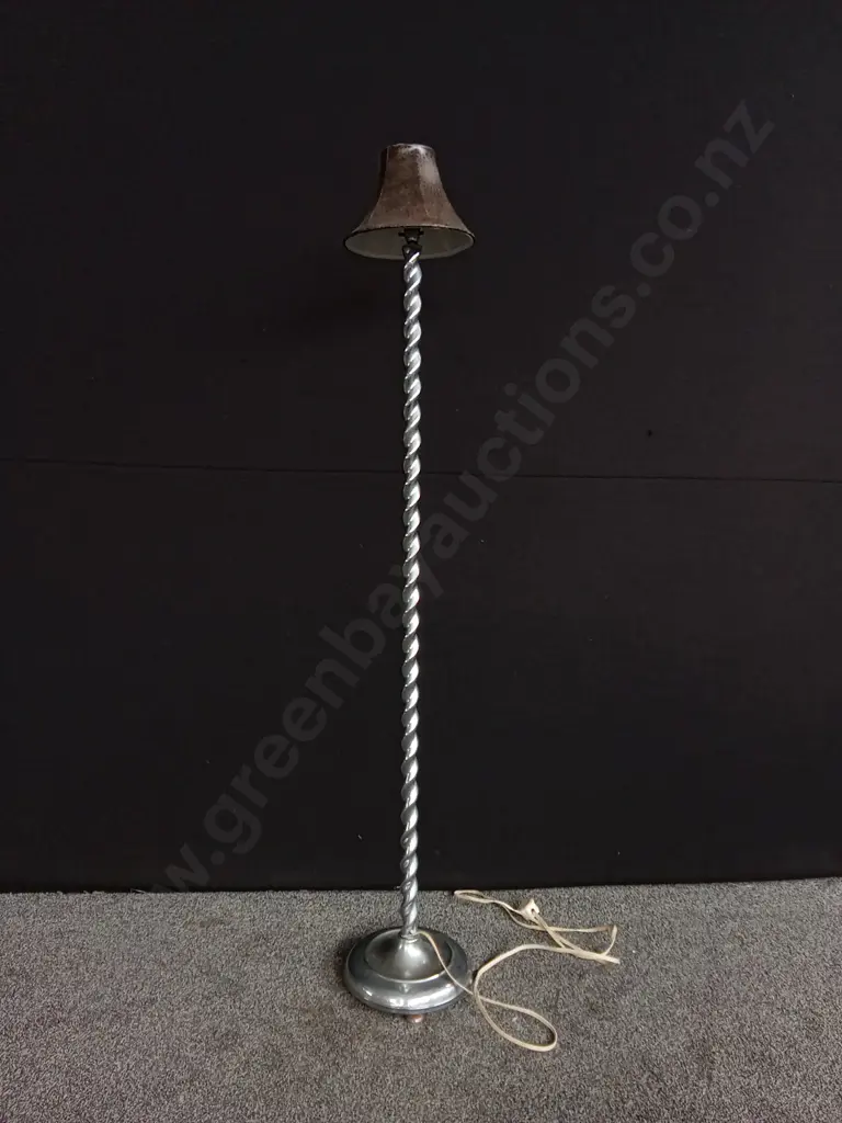 VINTAGE SILVER-GILT BARLEY TWIST FLOOR LAMP WORKING Image 1++