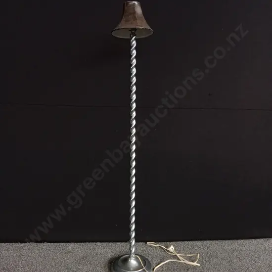 VINTAGE SILVER-GILT BARLEY TWIST FLOOR LAMP WORKING