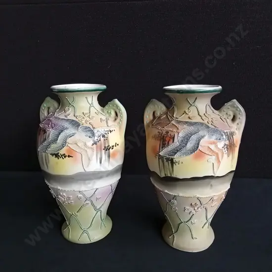 PAIR OF ANTIQUE JAPANESE NIPPON VASES