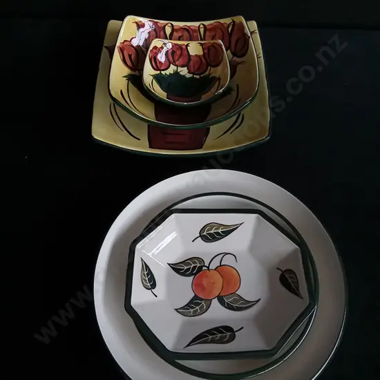 2 HAND PAINTED PLATE SETS