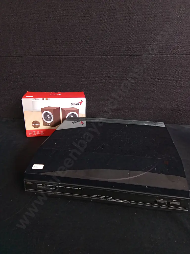 2 PIECES DENON TURNTABLE AND GENIUS SPEAKERS BOXED Image 1++