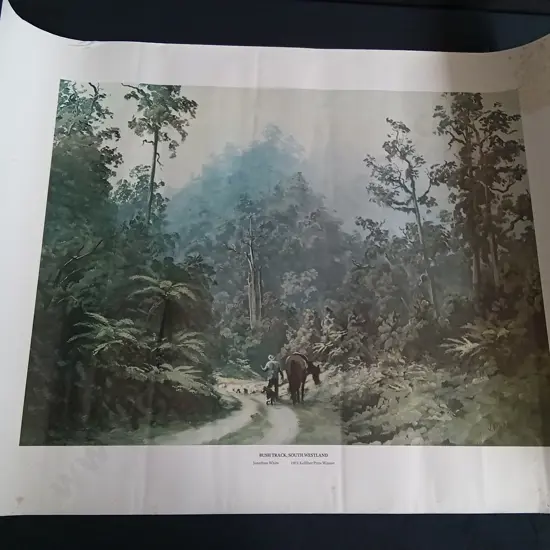 LARGE VINTAGE JONATHON WHITE ART PRINT