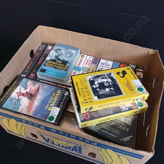 BOX OF VINTAGE VHS TAPES