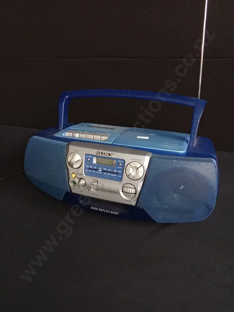 SONY CFD-V177 BLUE PORTABLE CD RADIO CASSETTE BOOMBOX WORKING Image 1++