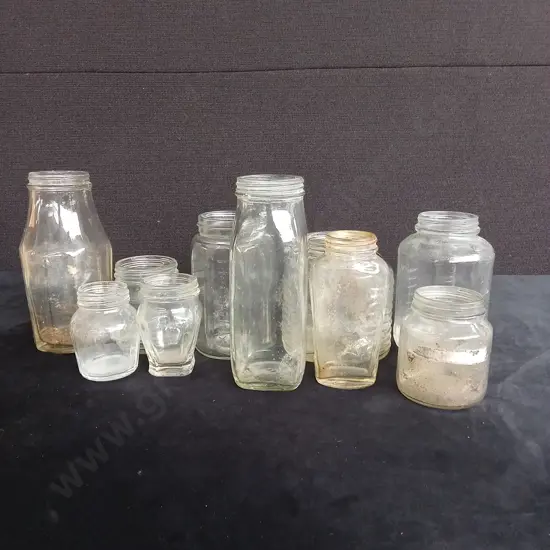 10 CLEAR GLASS JARS