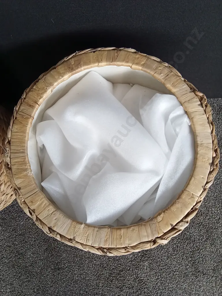 2 WOVEN STORAGE OTTOMANS Image 1++