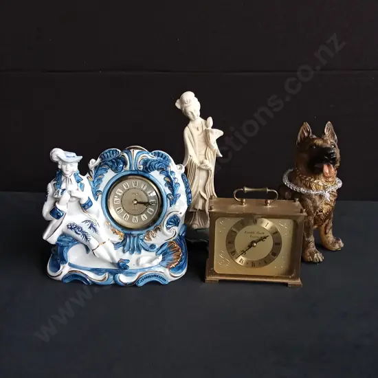 4 PIECES DECOR MIX, INCLUDING 2 VINTAGE CLOCKS