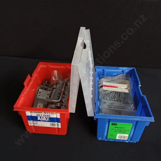 2 AJAX CONTAINERS FULL OF HARDWARE