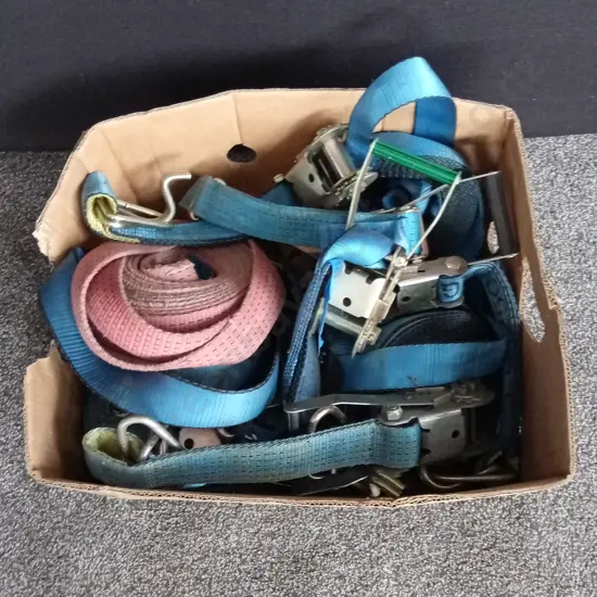 BOX OF TRUCK STROPS AND RATCHETS