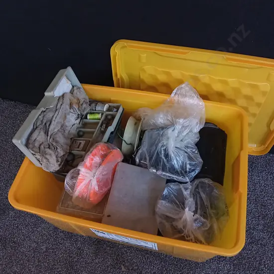 BOX OF FISHING GEAR