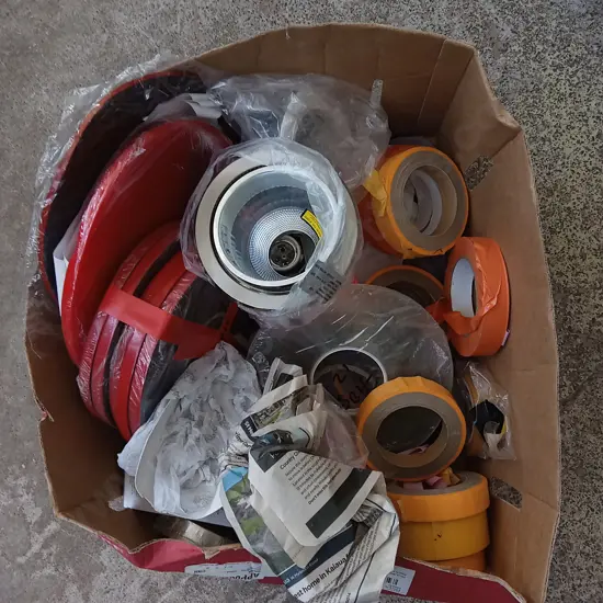BOX OF LIGHTING EQUIPMENT AND TAPES