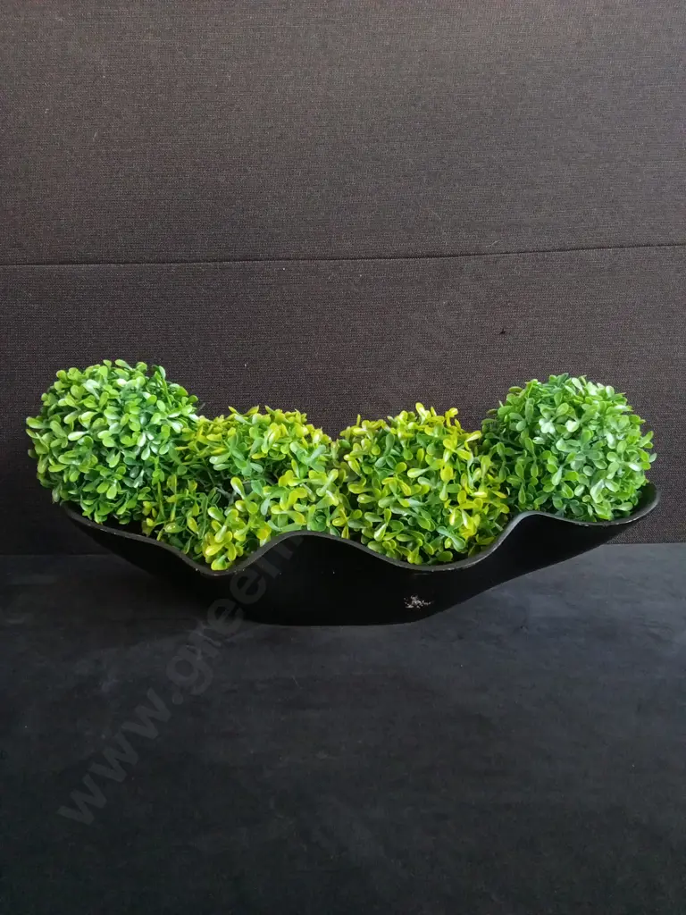 3 PIECES DECOR MIX, METALLIC TRAY, VASE AND FAUX PLANT Image 1++