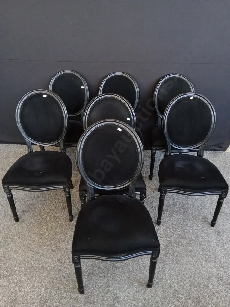 7 BLACK VELVET DINING CHAIRS Image 1++