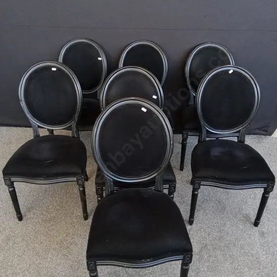 7 BLACK VELVET DINING CHAIRS