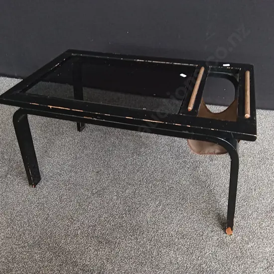 VINTAGE COFFEE TABLE WITH MAGAZINE RACK H 45CM X W 83CM X D 45CM