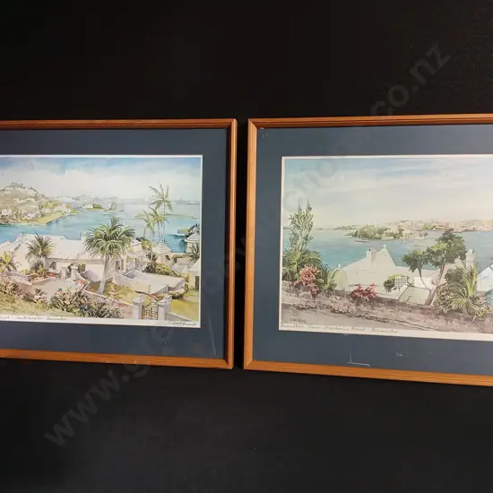PAIR OF FRAMED LITHOGRAPH PRINTS BY CAROLE HOLDING
