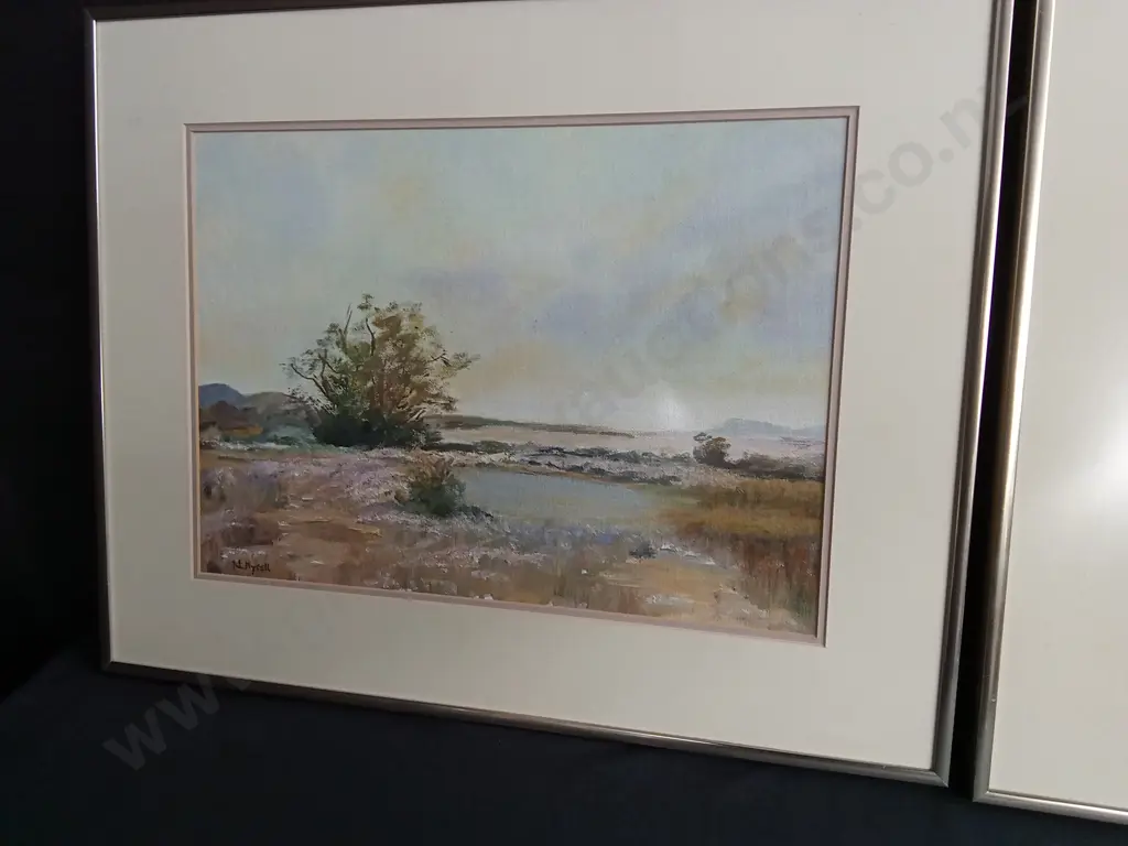 PAIR OF FRAMED LANDSCAPE PAINTINGS SIGNED N. MYSELL Image 1++