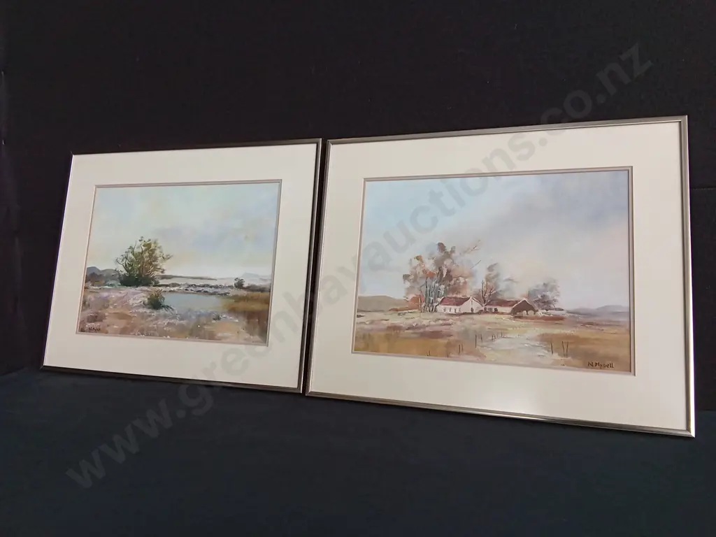 PAIR OF FRAMED LANDSCAPE PAINTINGS SIGNED N. MYSELL Image 1++